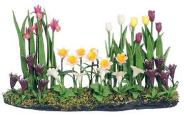 Dollhouse Miniature Tulip Landscape, 1/2" Scale